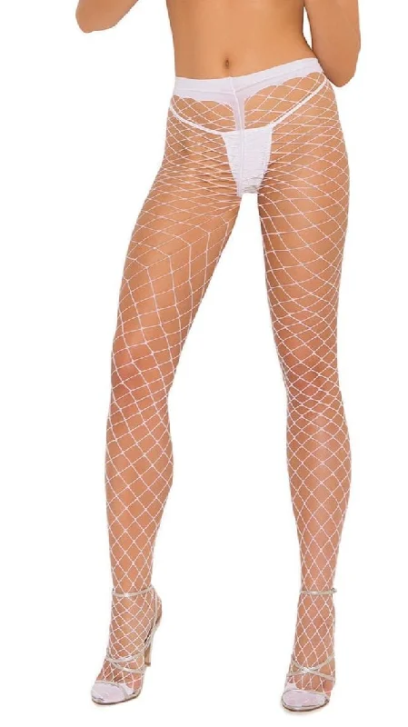 Spandex Diamond Net Pantyhose in White or Black