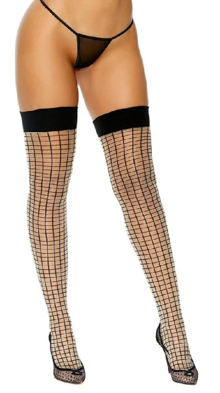 Stay Up Nude & Black Striped Thigh Highs