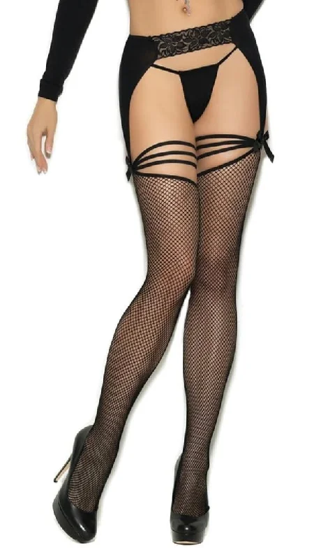 Strappy Fishnet Garter Belt Stockings